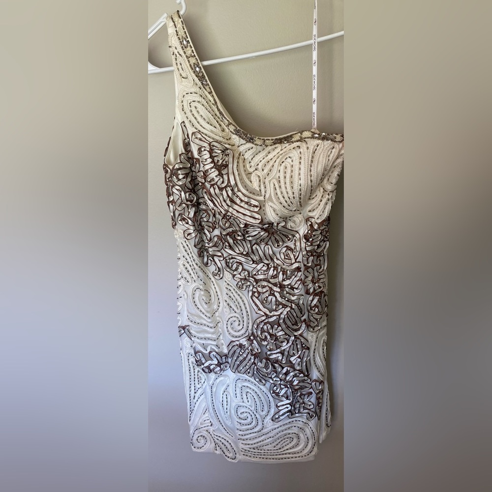 Sue Wong beaded one shoulder dress